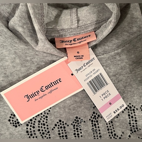 Juicy Couture girls Velour Hooded Dress Gray Heather size 6 - Picture 3 of 7
